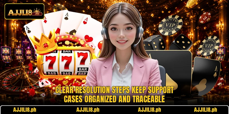 Clear resolution steps keep support cases organized and traceable