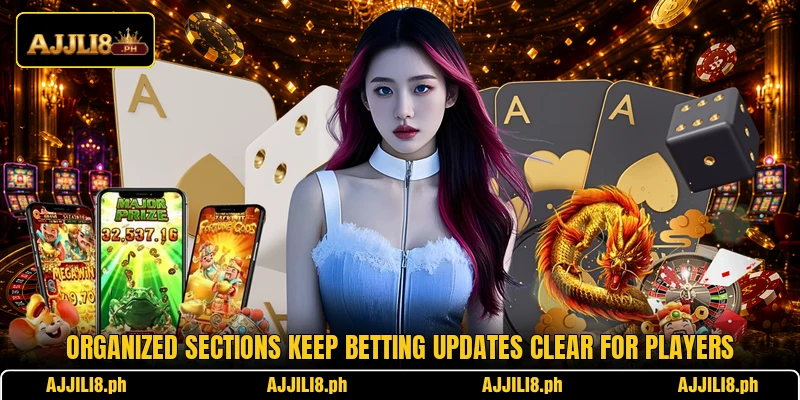 Organized sections keep betting updates clear for players