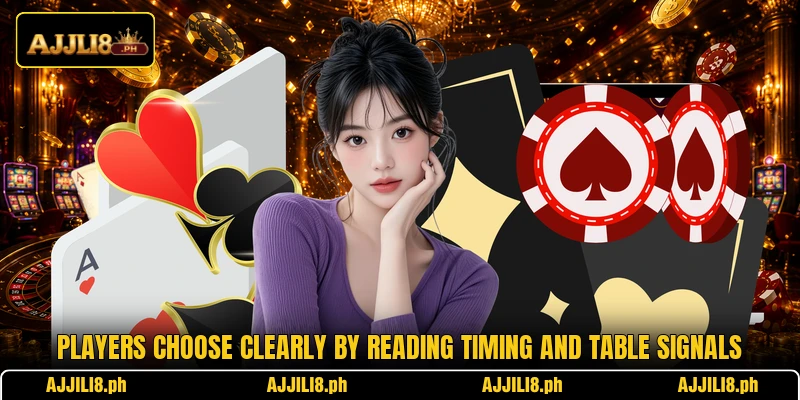 Players choose clearly by reading timing and table signals