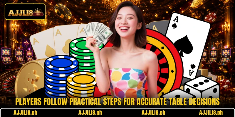 Players follow practical steps for accurate table decisions