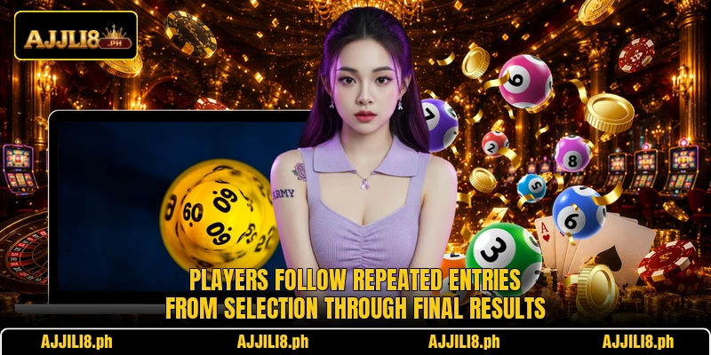 Players follow repeated entries from selection through final results
