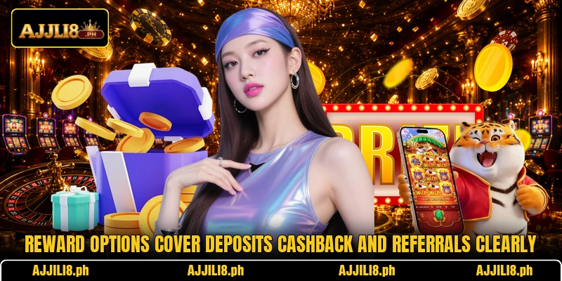 Reward options cover deposits cashback and referrals clearly